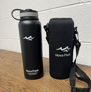 NWOT Nova Flask Black Water Bottle with Strap